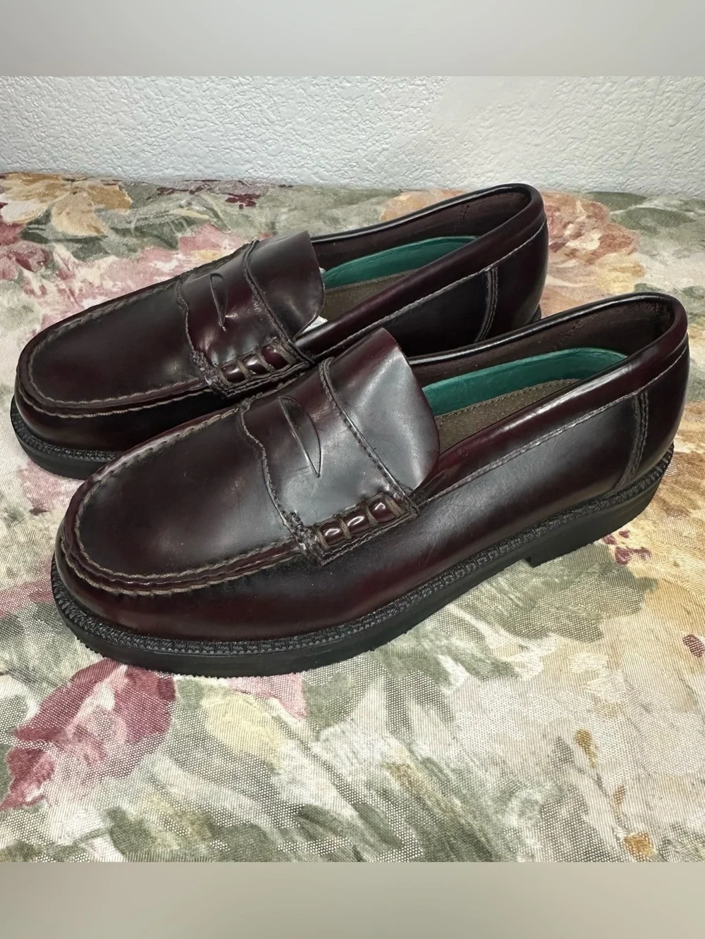 Bass Burgundy Penny Loafers Antaries 202A Leather Upper Size 4M New No Box Wine